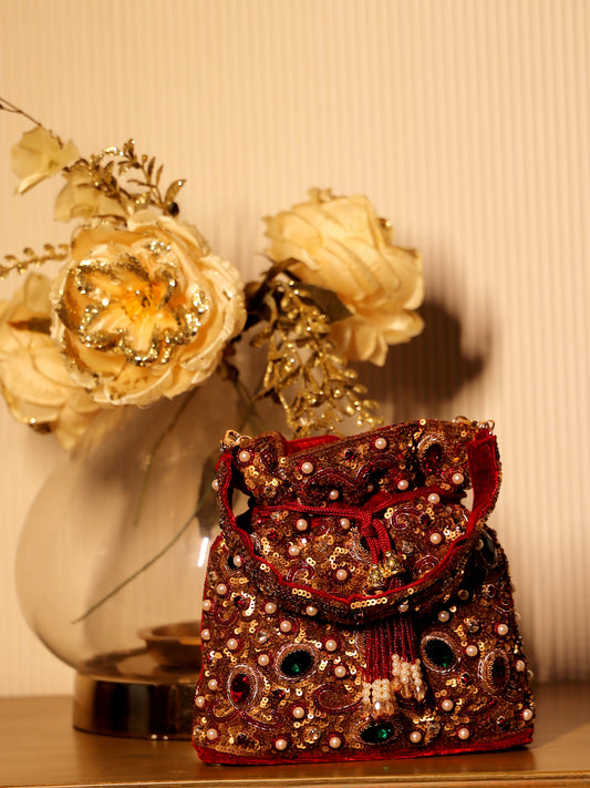 Suri Maroon Potli Bag