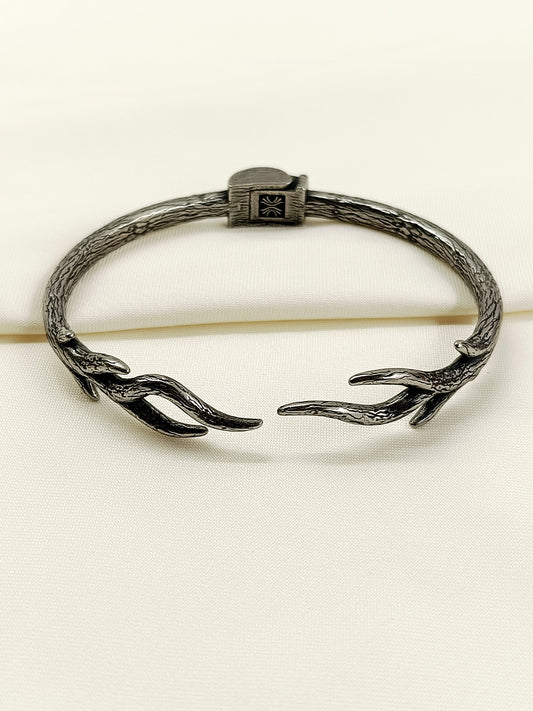 Yuvi Wild Antler Gun Metal Men's Bracelet