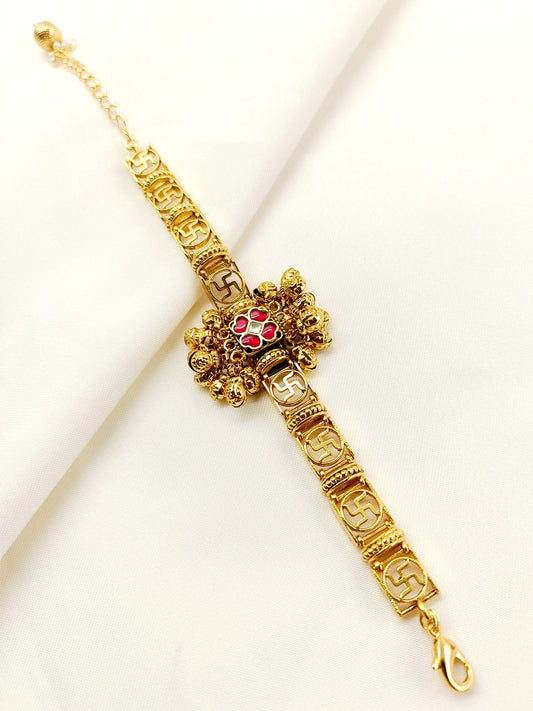 Yaasmin Red Kundan Bracelet
