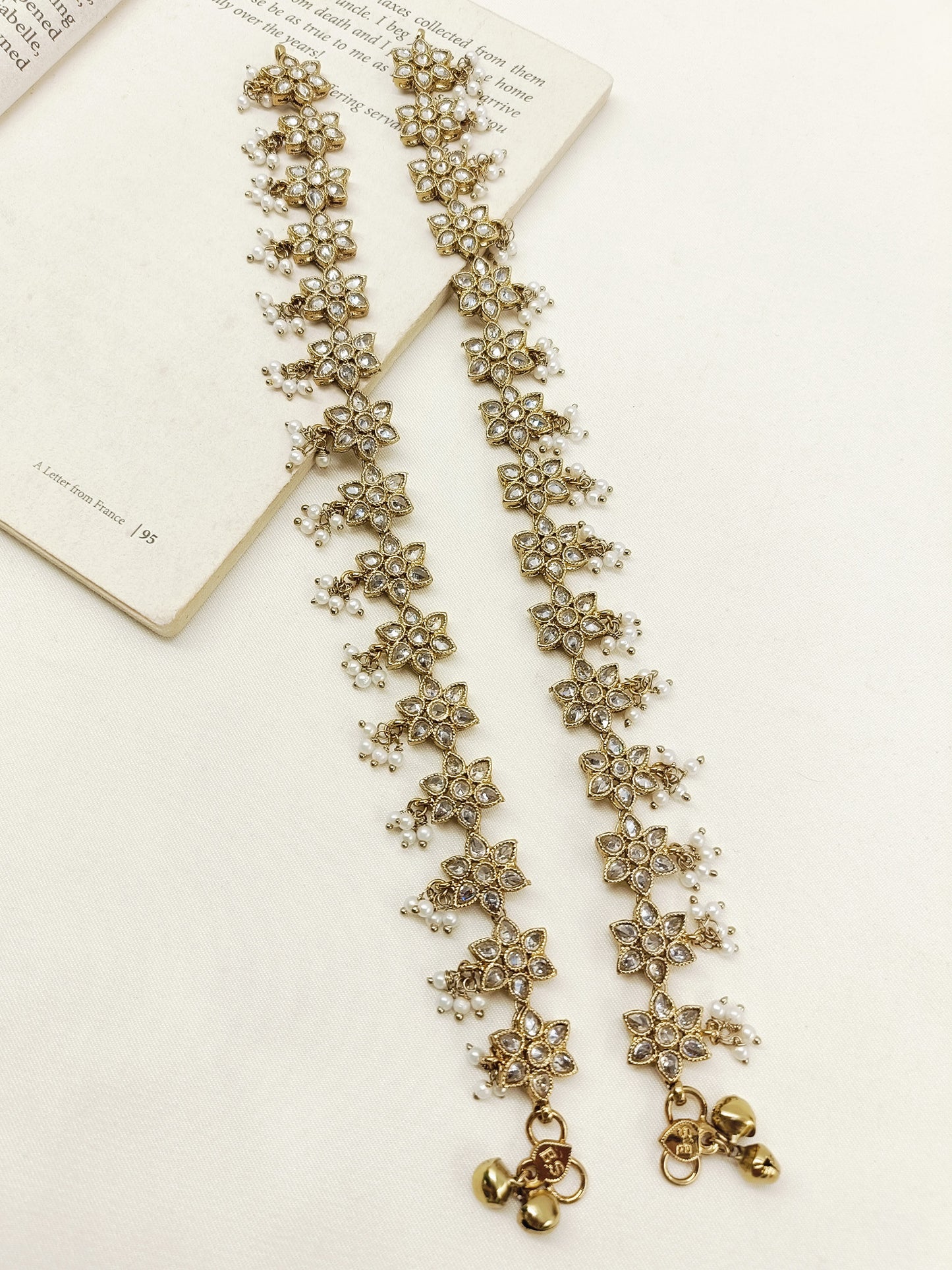 Vinaya White Pearl Polki Anklet