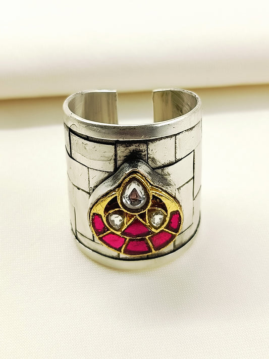 Anshini Ruby Oxidized Finger Ring