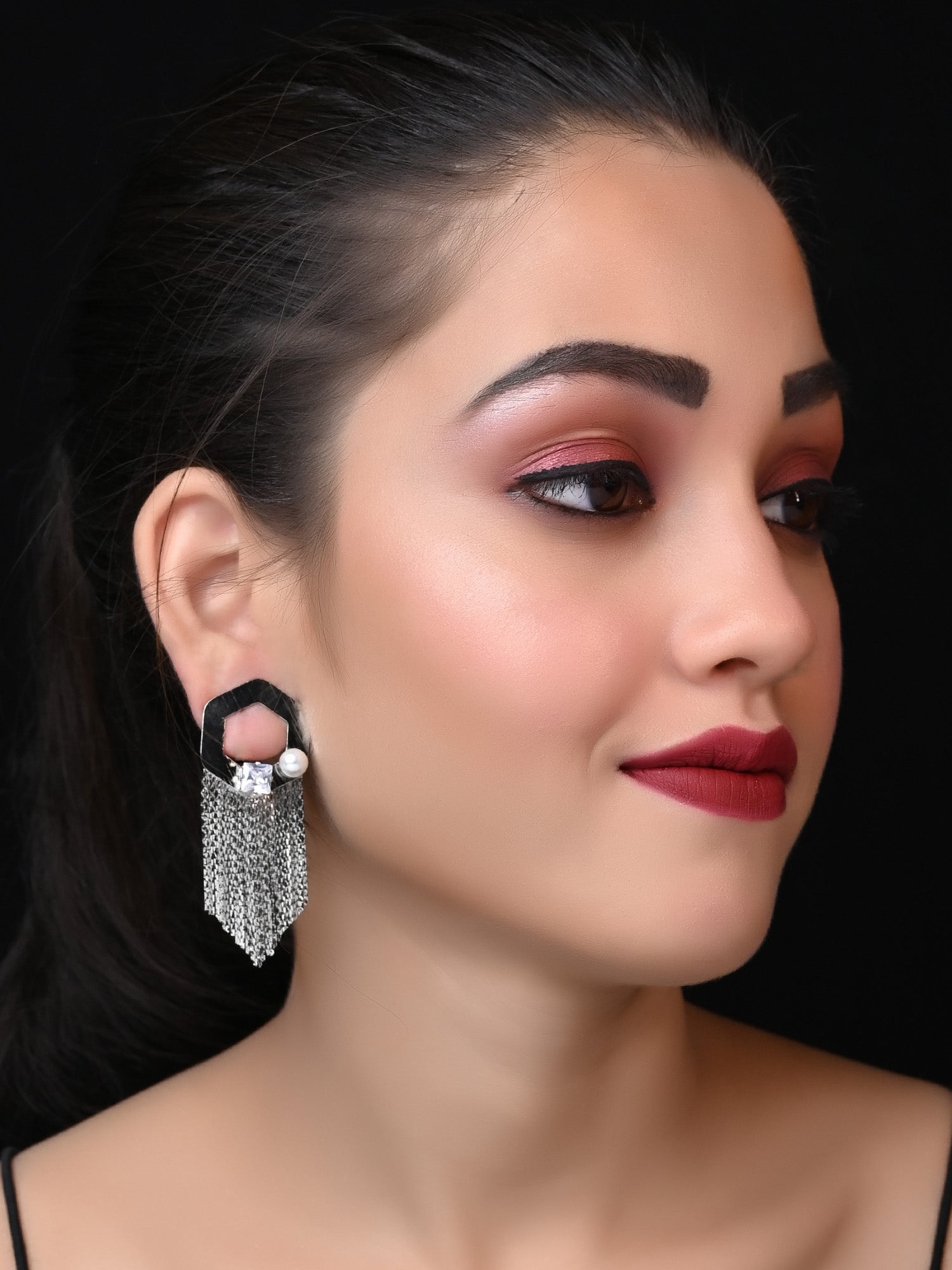 modern earrings for western dresses Jassica Silver Western Earrings – AG'S
