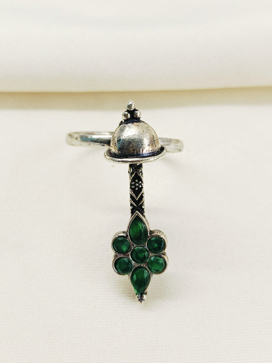 Ethana Green Oxidized Finger Ring