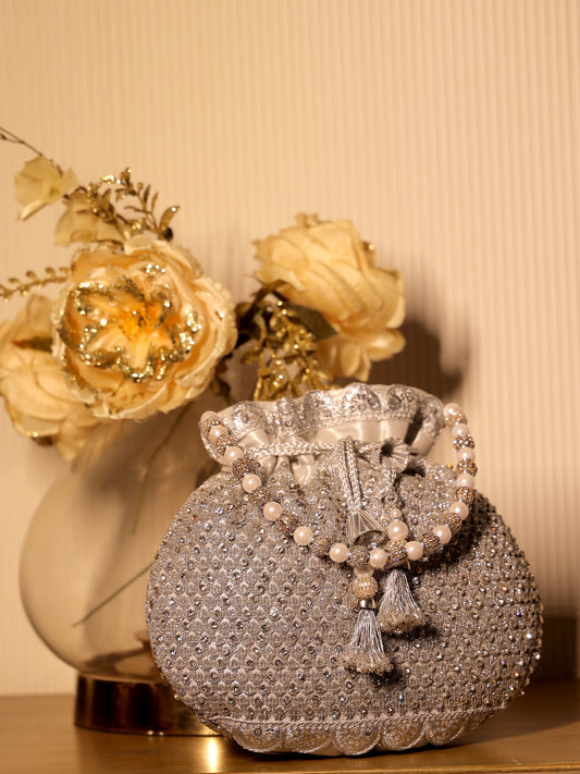 Gouhar Silver Potli Bag