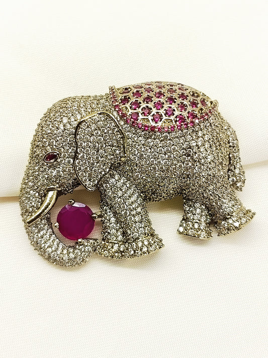Harshil Ruby Elephant Brooch