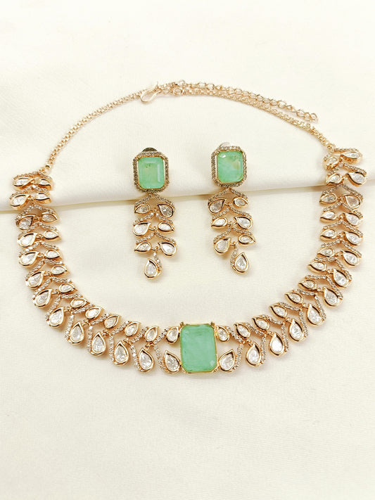 Renu Mint Green Kundan Choker Set