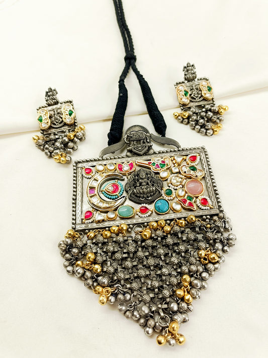 Hasini Multi Colour Oxidized Necklace Set