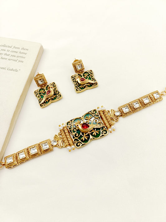 Yadavi Green Boutique Choker Set