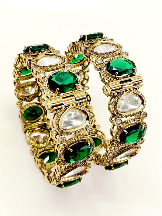 Nitibhaa Green Victorian Bangle Set Of 2