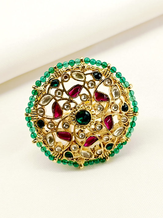 Varena Multi Colour Kundan Finger Ring