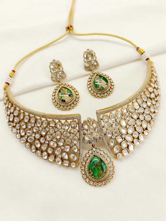Jeevita Green Kundan Choker Set