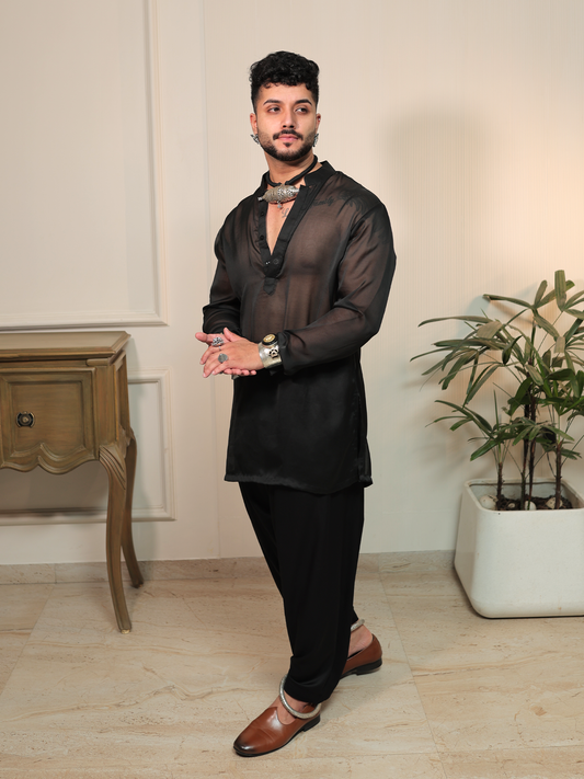 Anil Garba Black Kurta.
