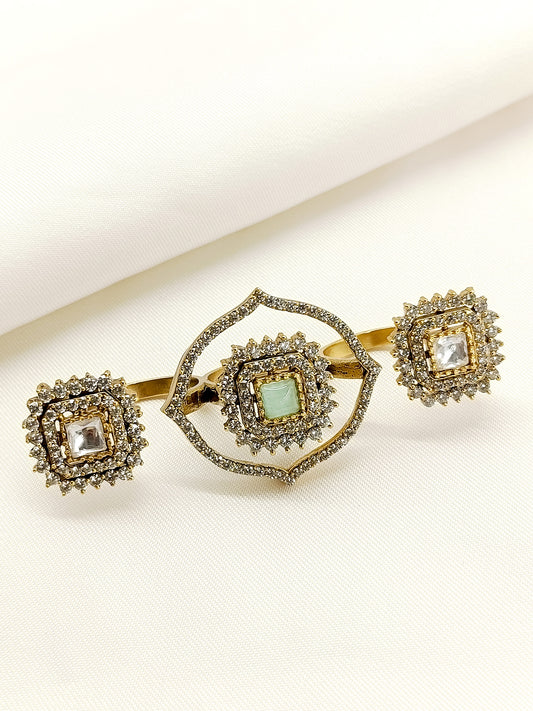 Gabriel Mint Green American Diamond Finger Ring