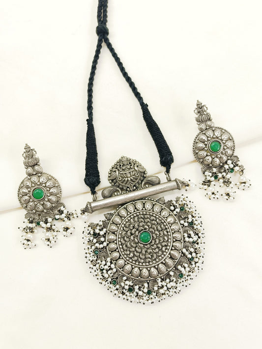 Shokhi Green Oxidized Necklace Set