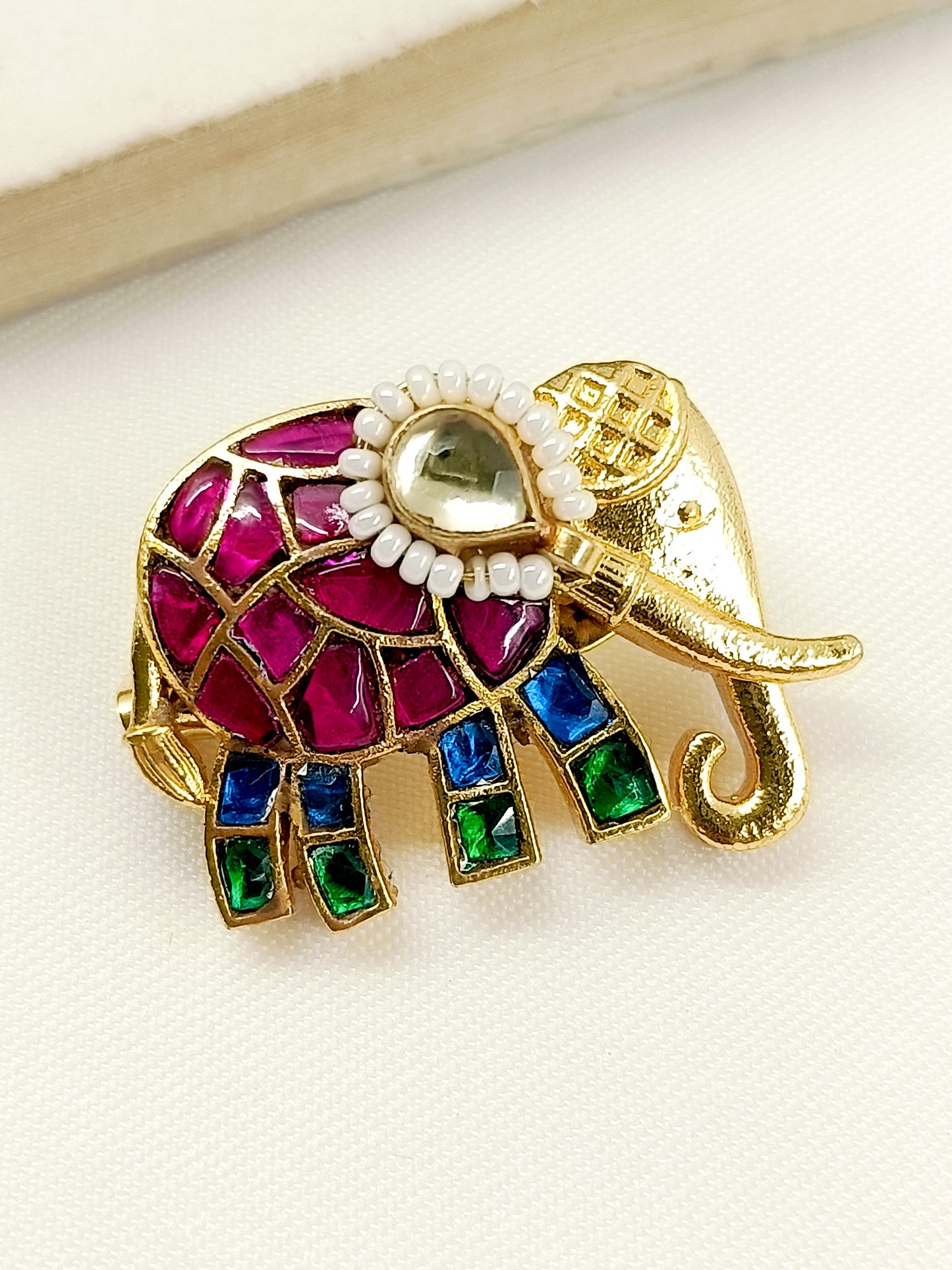 Vedhi Multi Colour Elephant Brooch
