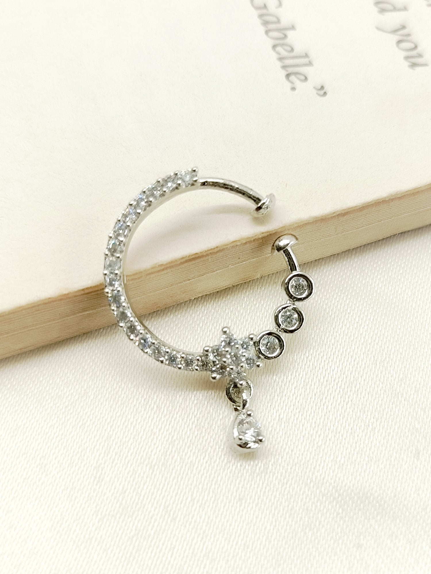 Diamond Silver Bridal Nath Amaha White American Diamond Nath – AG'S