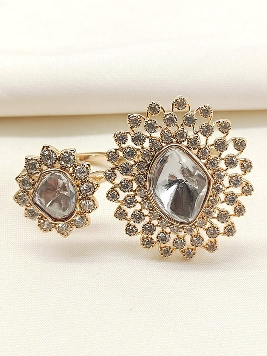 Sandhya White Kundan Finger Ring