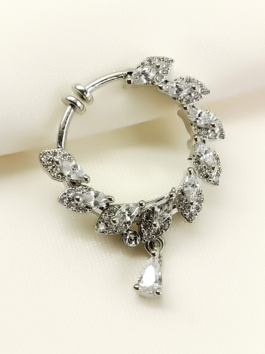 Kishvya White American Diamond Nath