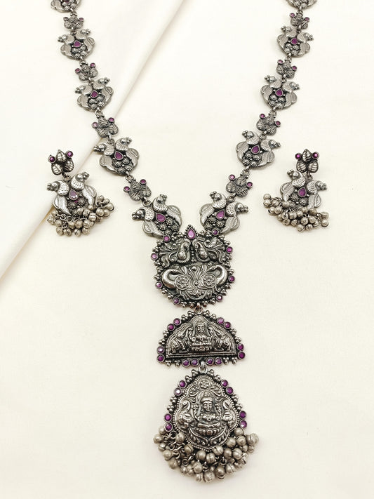 Grisha Ruby Oxidized Necklace Set