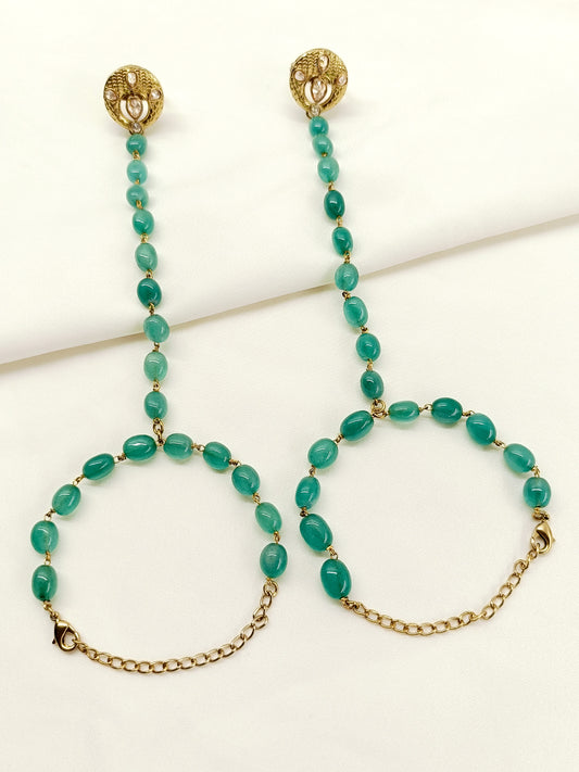 Shefali Green Polki Hathphool Set Of 2