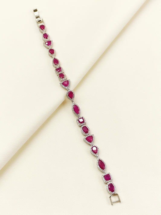Elower Ruby American Diamond Bracelet