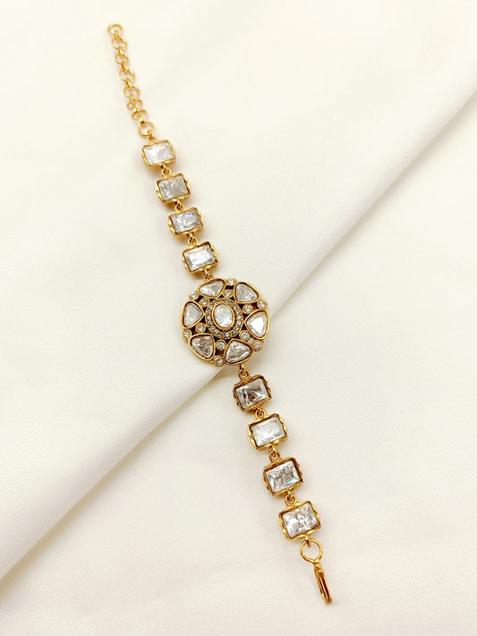 Jannat White Kundan Bracelet