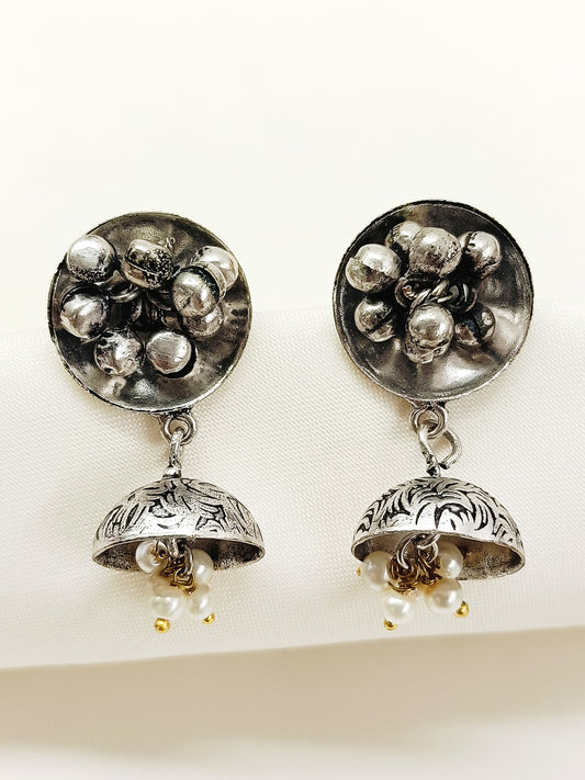 Vidisha Plain Oxidized Jhumki