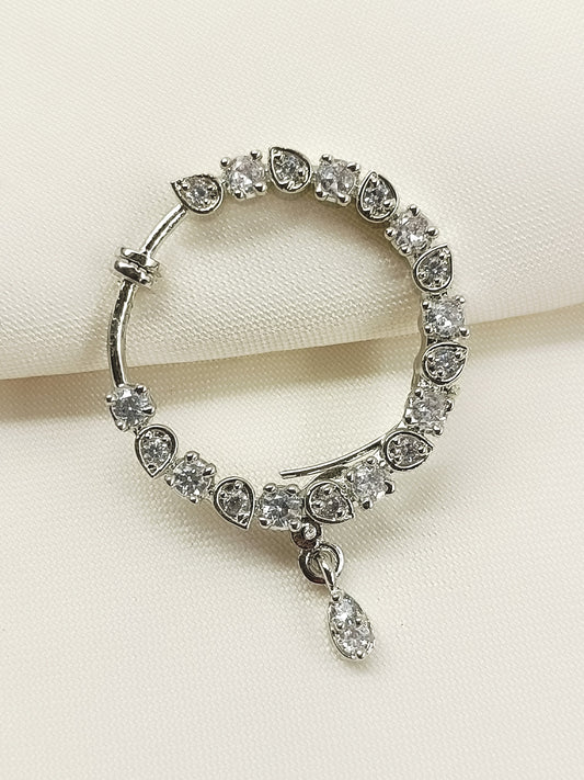 Hemavani White American Diamond Nath