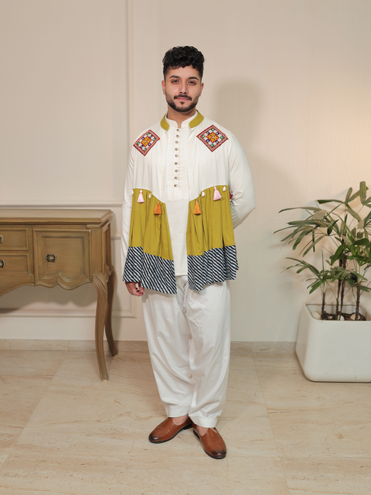 Ayansh Garba Green Kediya Jacket Set.