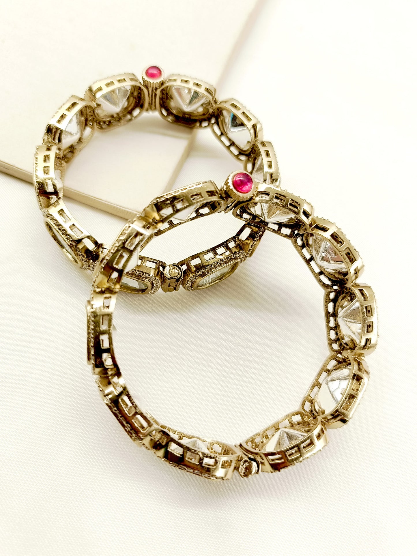 Neeharika White Kundan Bangle Set Of 2