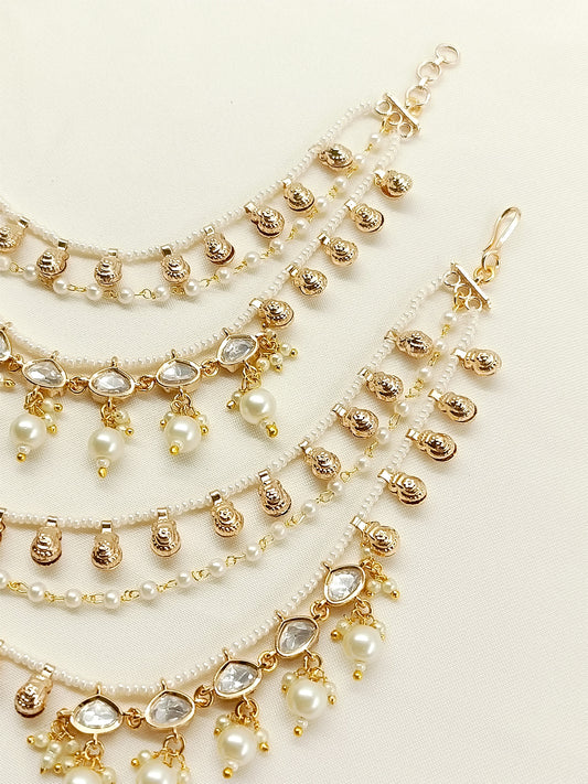 Madhavika White Traditional Ear Chain.