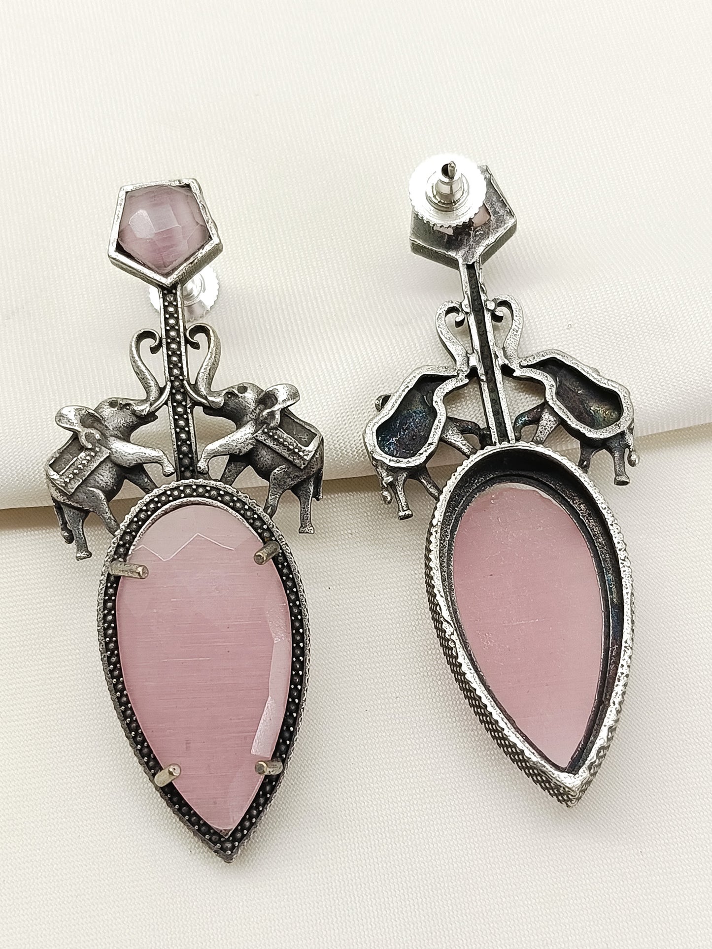 Warda Baby Pink Oxidized Earring