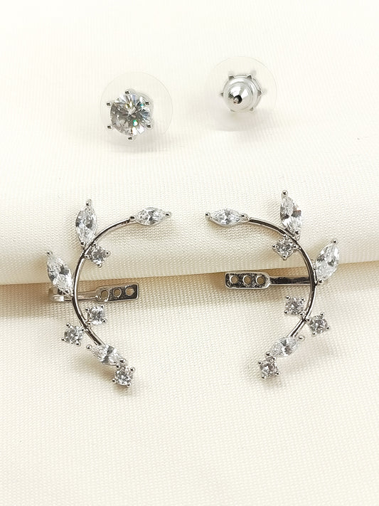 Kairan White 92.5 Silver Earcuff With Solitaire Stud