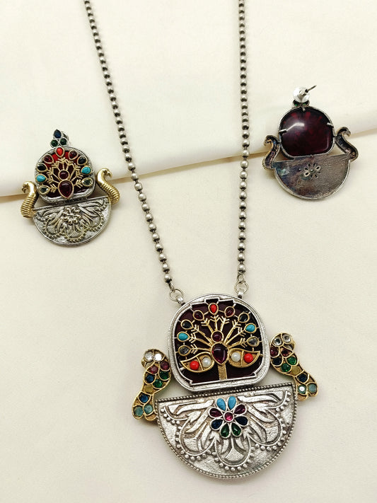 Alexandria Multi Colour Oxidized Pendant Set