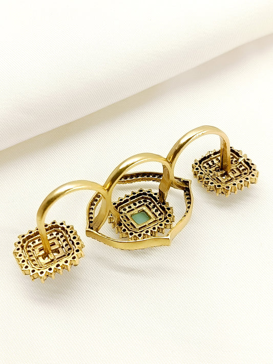 Gabriel Mint Green American Diamond Finger Ring