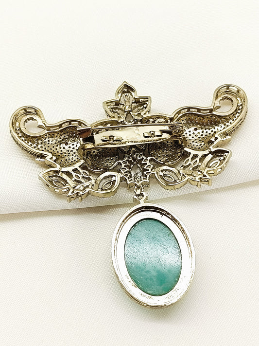 Anay Green Elephant Brooch