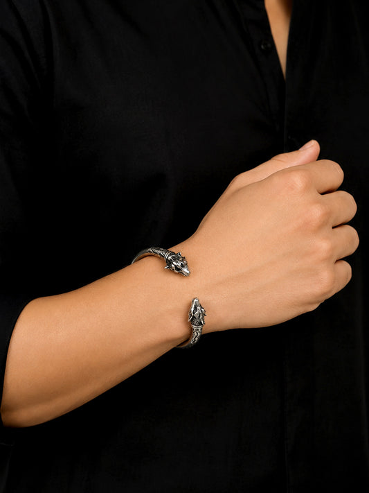 Sudhir Alpha Wolf Gun Metal Men's Bracelet