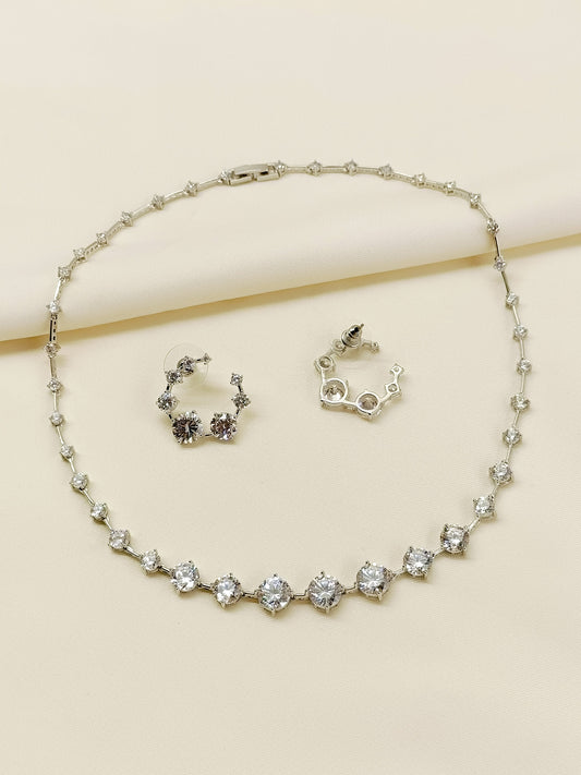 Shravya White American Diamomd Necklace Set