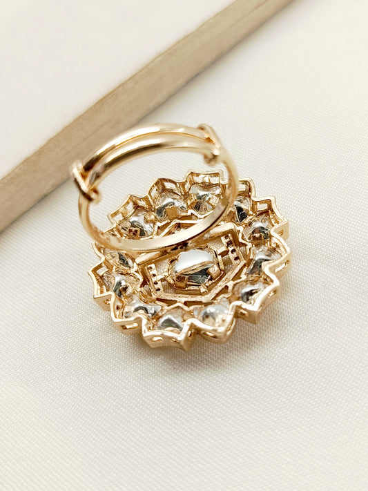 Shibu Rose Pink Kundan Finger Ring