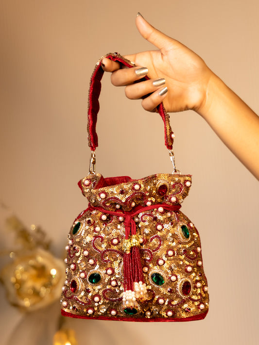 Suri Maroon Potli Bag