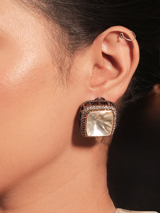 Ishwarya Diamond Polki Stone Rhodium Plated Tops