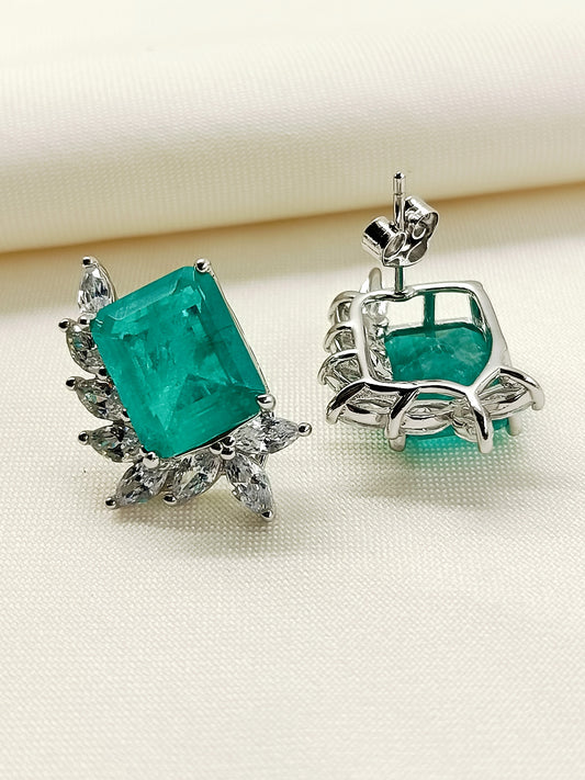 Bess Green 92.5 Silver Swarovski Stone Tops