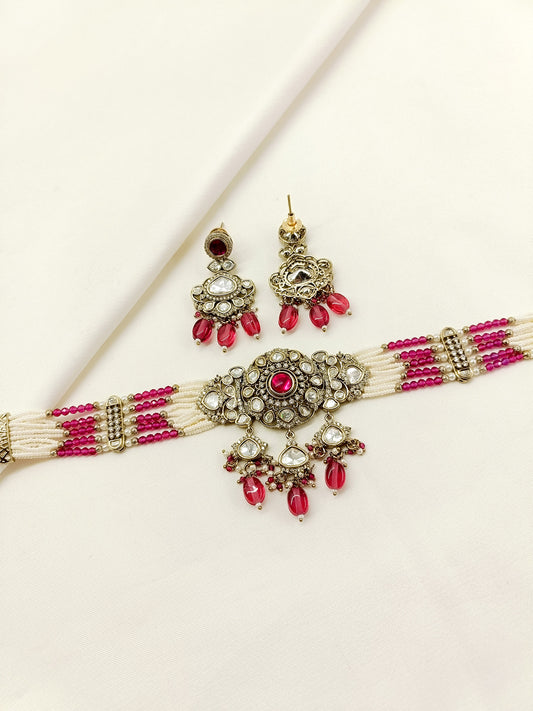 Sangeeta Ruby Victorian Choker Set