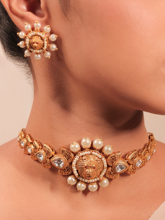 Swara White Pearl Boutique Choker Set