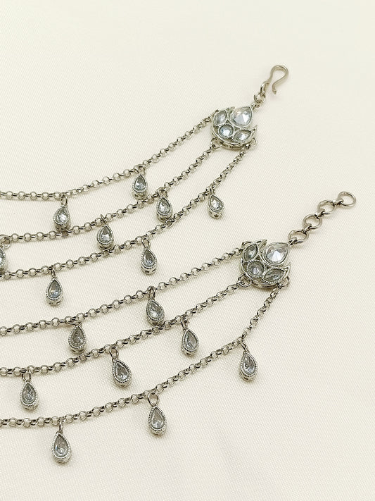 Tiya Silver Traditional Ear Chain