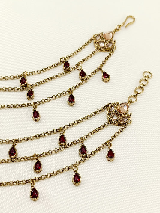Teresa Maroon Traditional Ear Chain