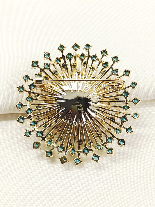 Adah Blue Sunburst Brooch