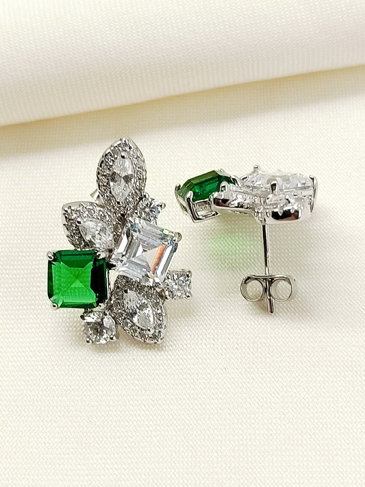 Iifaya Green 92.5 Silver Swarovski Stone Tops