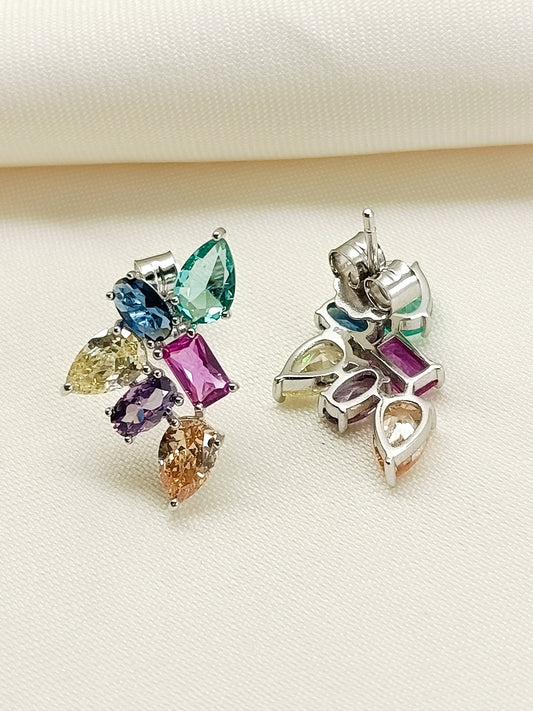 Namarati Multi Colour 92.5 Silver Swarovski Stone Tops