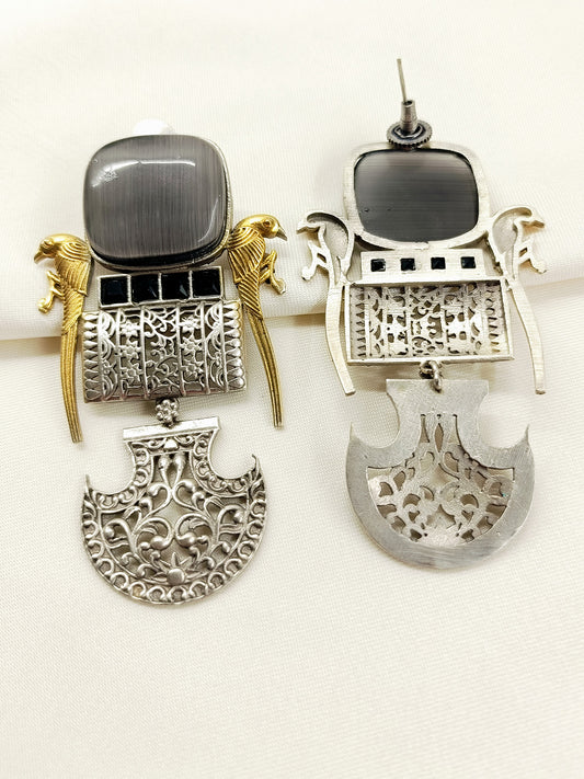 Vasulakshmi Grey Oxidized Earring